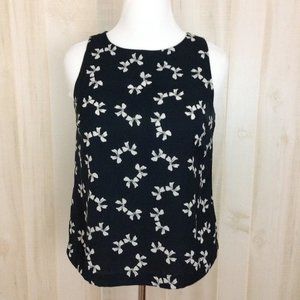 XXI Womens Black Ivory Sleeveless Layer Top Print Shell Blouse Zip Back Size M